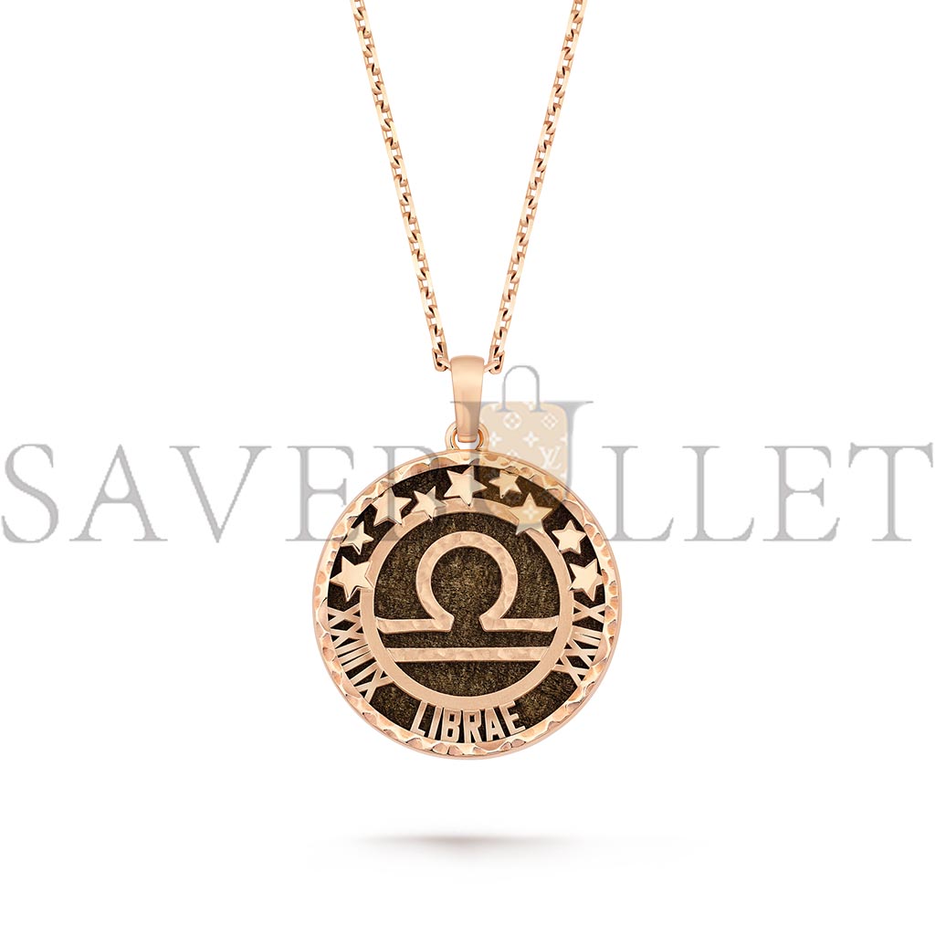 V*N CL*F arpels zodiaque long necklace librae (libra) - rose gold, obsidian  vcarp9re00